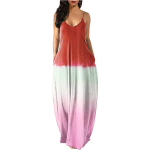 2022Women's Long Sleeveless V Neck Dress