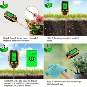 Digital 4-in-1 Soil Test Meter, large LCD screen, probe accurately quick measure