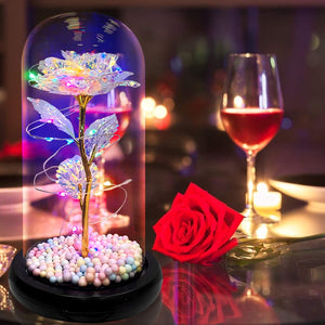 Rose in Glass Dome with LED Lights(🎉Big Sale - 50% Off + Buy Two Free Shipping)